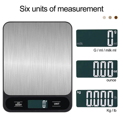 Digitale Küchenwaage aus Edelstahl bis 5 kg, auf 1 g genau