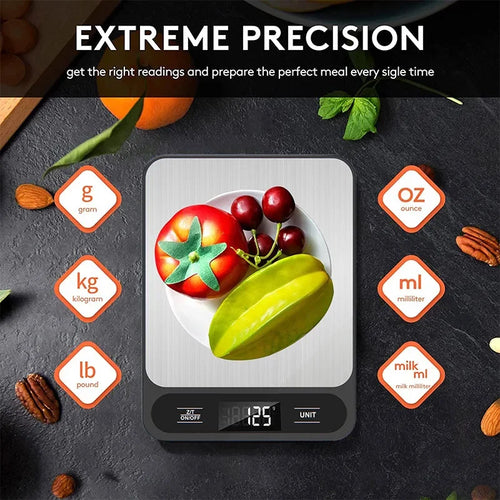 Digitale Küchenwaage aus Edelstahl bis 5 kg, auf 1 g genau
