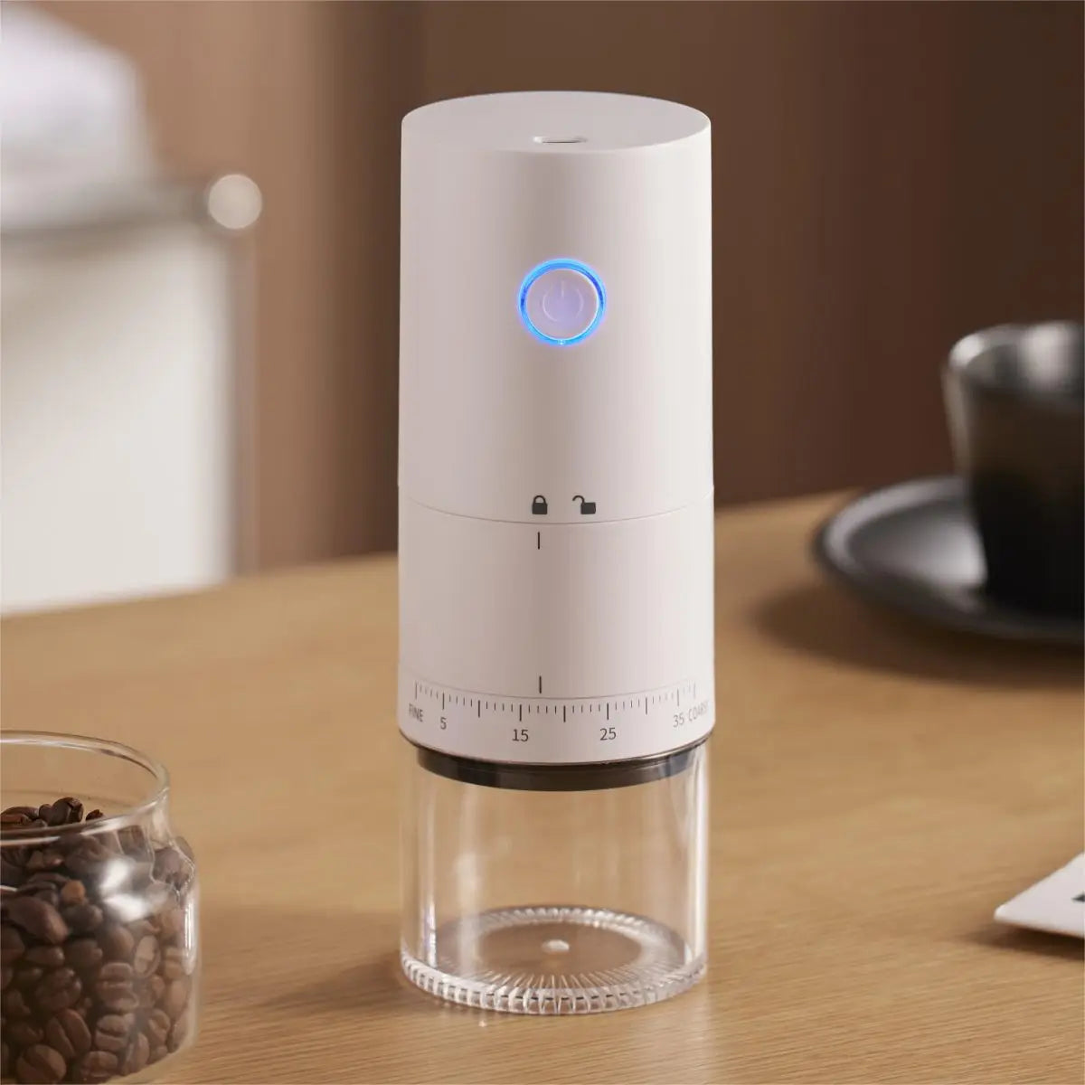 Elektrische Kaffeemühle mit Keramikmahlwerk und USB-C-Akku