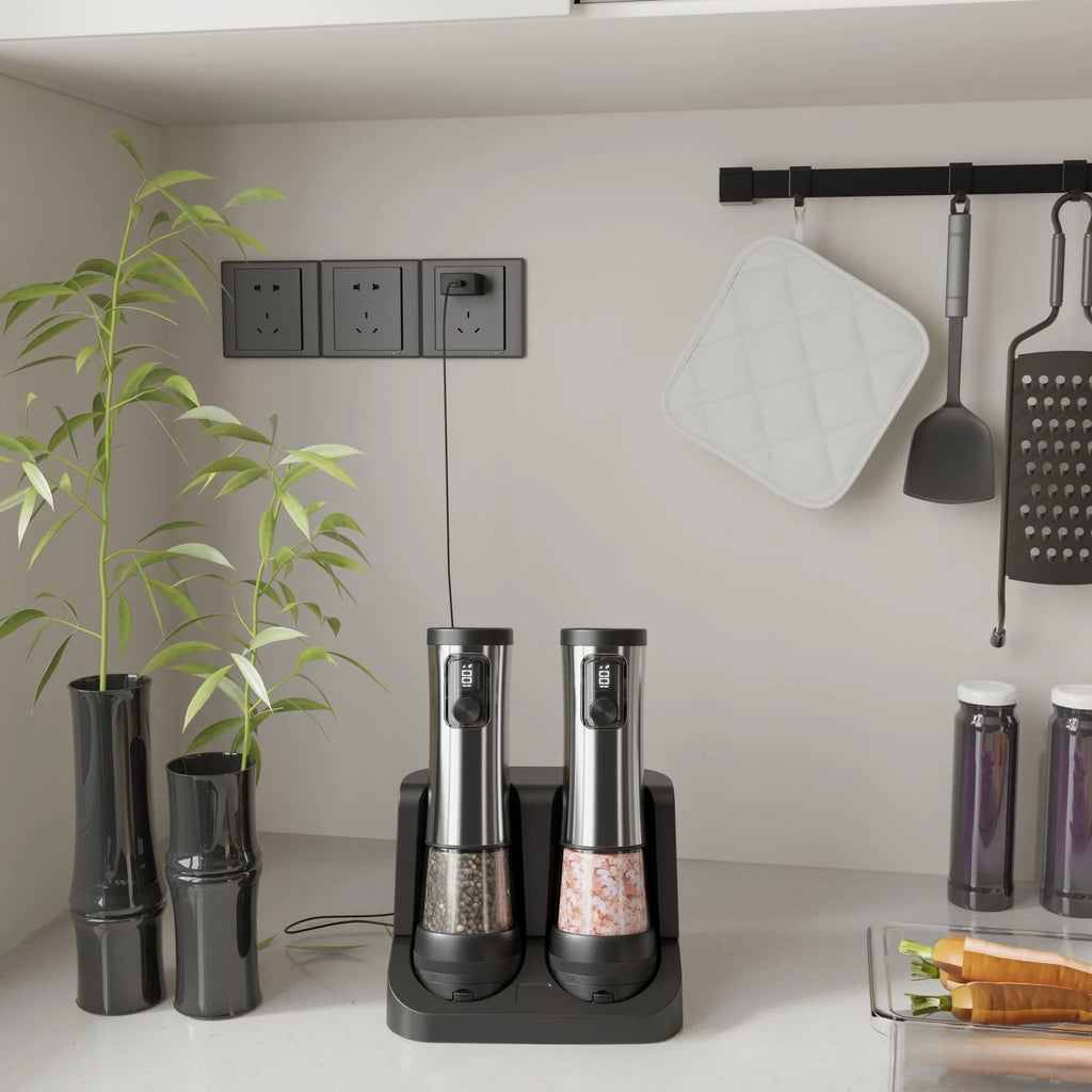 Elektrisches Salz- & Pfeffermühlen-Set mit Ladestation